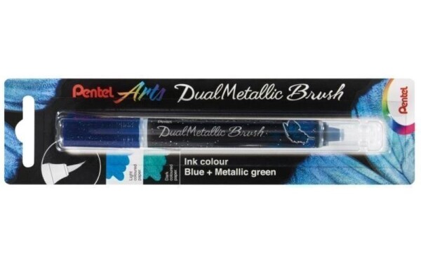 Pentel Dual Metallic Brush štětečkový popisovač - modrý