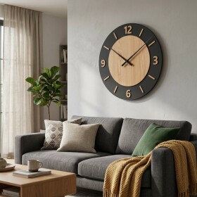 DumDekorace NORDIC OAK , 75 cm dubové nástěnné hodiny s tichým mechanismem