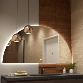 Erga Kori, půlkruhové LED zrcadlo 80x160cm, 3220 lm, 3 barvy světla, ERG-V01-KORI-8016-CL