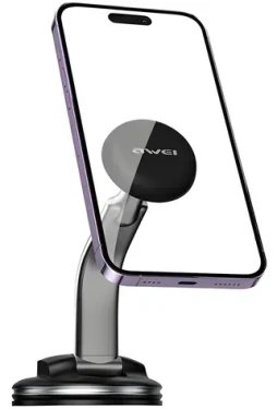 AWEI X45 černá / Magnetický držák telefonu do auta / palubní deska / čelní sklo / hliník (X45)