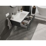 MEXEN/S - Rivel koupelnová skříňka 90 cm s umyvadlem Otis, 1 šuplík, reliéf , grafit mat/bílá mat 91A20-09023-1-BF66-W18M01