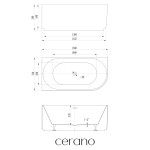 CERANO - Vana akrylátová Aira - volně stojící - asymetrická - levá - bílá lesklá - 150x75x58 CER-665983