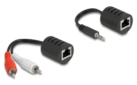 Delock / Audio adaptér / RJ45 (F) - Jack 3,5 mm (M) + Cinch (M) / sada 2 ks (87859)
