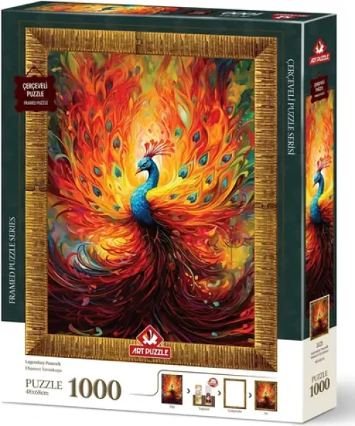 ART PUZZLE 5670 Puzzle s rámem a lepidlem 3v1 Barevný páv