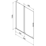 MEXEN/S - Velar L dvoukřídlá posuvná vanová zástěna 90 x 150, dekor, grafit metal 896-090-003-31-95