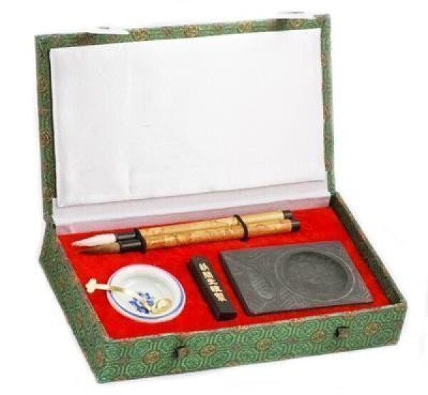 ROSA Sada pro čínskou kaligrafii - 5 kusů s příslušenstvím, hedvábná krabička, D.K.ART & CRAFT