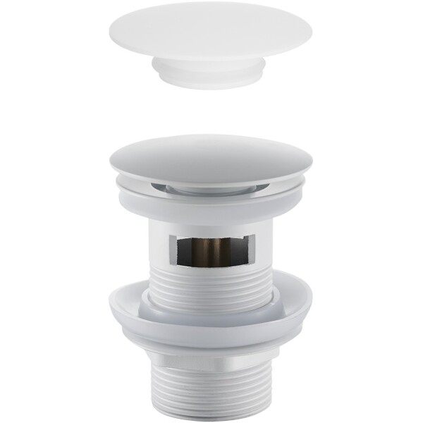 CERANO Umyvadlová výpusť - 5/4“ click-clack s přepadem + kryt z litého mramoru - 25/60mm - bílá matná