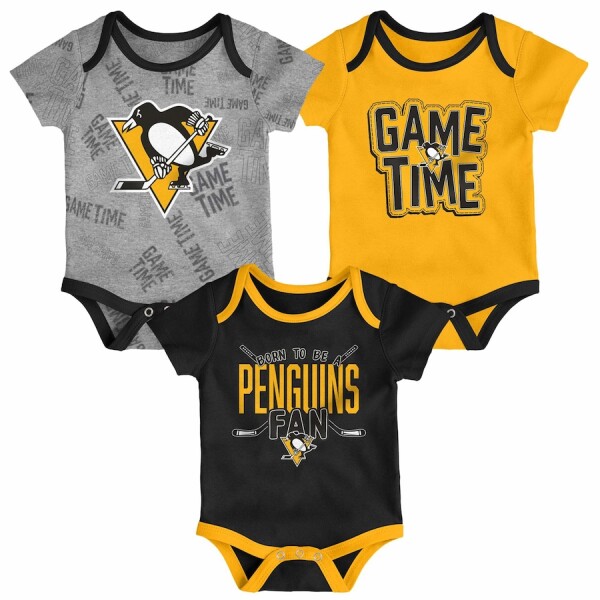 Outerstuff Kojenecké Body Pittsburgh Penguins 3-pack Game Time S/S Creeper Set Newborn Velikost: Kojenec měsíců