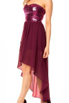 Dámské společenské šaty korzetové MAYAADI asymetrickou sukní fialové Fialová MAYAADI