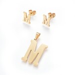 Sada přívěsku a náušnic z nerezové oceli - písmeno - zlatá - 20 ~ 23 mm x 13 ~ 19 mm - 1 ks Písmena: E