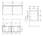 GEBERIT - Acanto Umyvadlová skříňka, 118x54x48 cm, 4 zásuvky, sklo/lávová 503.007.JK.2