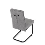 Židle jídelní, taštičkové pružiny v sedáku, madlo na opěráku, světle šedá látka, černý kov