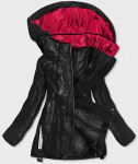 Černá dámská bunda barevnou kapucí (7722) odcienie czerni
