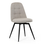 Židle jídelní, krémová látka, 360° otočný mechanismus, černý matný lak, kovové nohy