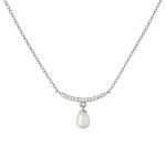 Stříbrný náhrdelník s bílou perlou Odette, stříbro 925/1000, 39 cm + 8 cm (prodloužení) Bílá