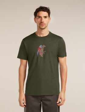 Pánské merino triko krátký rukáv ICEBREAKER Mens Merino 150 Tech Lite SS Tee Bear Catch, Dark Loden velikost: L