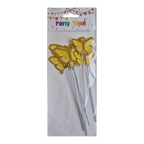Dortisimo Zápich do dortu Motýlci zlatí (10 ks)