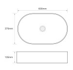 Erga Lakelyn, umyvadlo na desku 600x370x135 mm, bílá lesklá, ERG-V03-9720B-WH