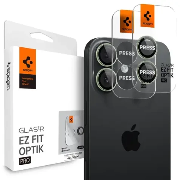 Spigen Glass tR EZ Fit Optik Pro 2 Pack ochranné sklo na čočku fotoaparátu pro Apple iPhone 17 zelená (AGL10128)