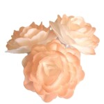 Dekorace oplatková - Růže velká 55 mm, sv.oranžová, 3 ks