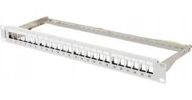 Lanberg patch panel pro Keystone šedý / Patch panel / 24 portů / FTP / 1U / 19" / neosazený (PPKS-0924-S)