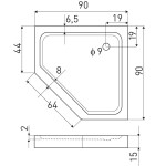 KERRA - Vanička 15 cm do kabiny Glasgow 90x90 cm 5907548107169