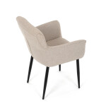 Židle jídelní, snadno čistitelná krémová látka, černý matný lak, kovové nohy