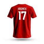Pánské tričko Filip Hronek #17 Czech National Emblem 2025 Red Velikost: M