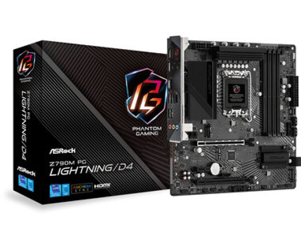 ASRock Z790M Phantom Gaming Lightning DDR4 / Z790 / LGA 1700 / 4x DDR4 / PCIEx16 / 1x 1GLAN / mATX (90-MXBJW0-A0UAYZ)