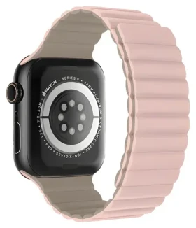 Devia Nature Silicone Magnetic 44/45/46 mm Stardust Pink / Řemínek pro Apple Watch / Silikonový / Magnetické zapínání (6942297104440)