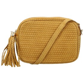 Módní dámská kožená crossbody kabelka Kalea, žlutá
