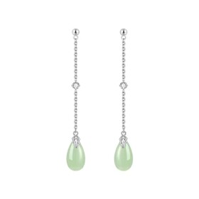 Stříbrné náušnice Huan - chalcedon, stříbro 925/1000, Stříbrná