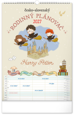 Kalendář 2027 nástěnný: Rodinný, plánovací Harry Potter XL, 33 x 46 cm