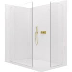 CERANO Sprchová zástěna Walk-in Crystal T L/P - 8 mm - bezvzpěrový systém - zlatá, transparentní sklo - 120x50x200 cm