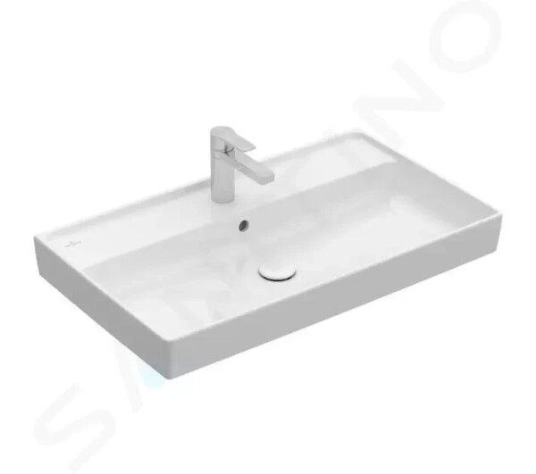 VILLEROY & BOCH - Collaro Umyvadlo nábytkové 800x470 mm, s přepadem, otvor pro baterii, CeramicPlus, Stone White 4A3380RW