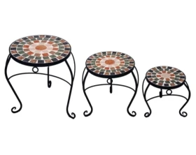 Sada stolků (3 ks) Mosaic, černá/zelená