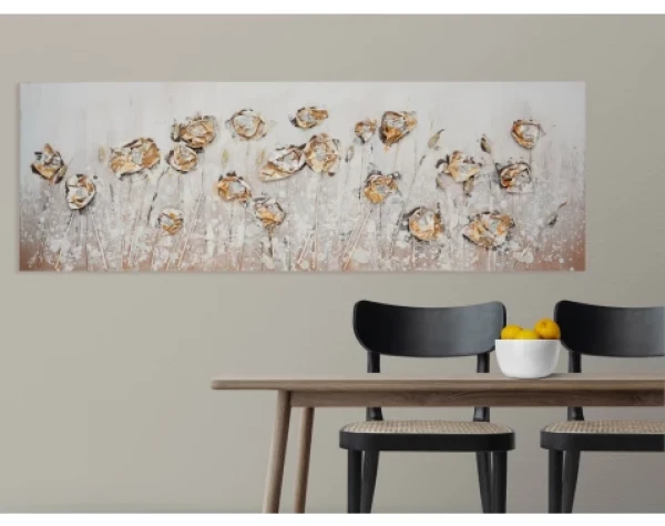 Ručně malovaný obraz Květiny 120x40 cm, 3D struktura
