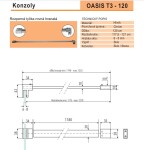 Aquatek - OASIS T3 120, rozpěrná tyčka rovná hranatá délka 120 OASIST3120