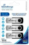 MediaRange MR910-3 USB-Stick 16GB stříbrná / USB 2.0 Type A / Rychlost čtení 17 MB/s / Rychlost zápisu 6 MB/s / Hliník (MR910-3)