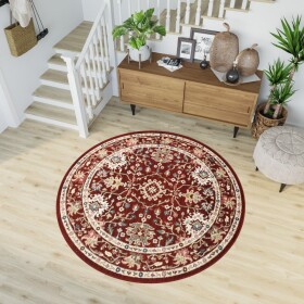 DumDekorace Červený kulatý koberec ve vintage stylu Šírka: 170 cm