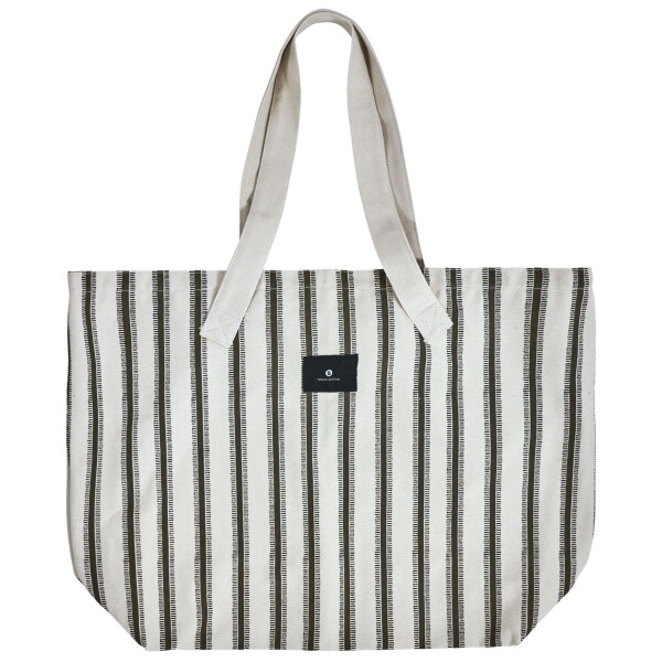House Doctor Velká plátěná nákupní taška Off-white/Black, černá barva, textil