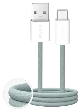 Puro Fabrik 2.0 zelená / Datový kabel USB-A - USB-C / opletený / 10 W / 1,5 m