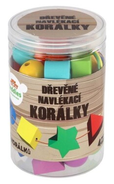Korálky dřevěné barevné navlékací 42 ks