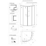 INVENA - Sprchový kout čtvrtkruh VITORIA 90 x 90, chrom profil, sklo grafitové AK-49-197-O