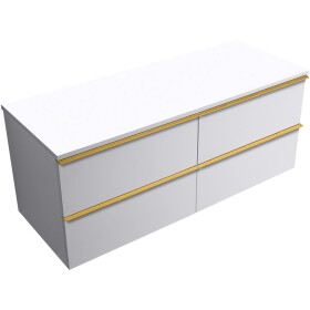 CERANO - Koupelnová skříňka Velora - bílá matná, úchytka zlatá + deska z lit. mramoru Elanys - 12 mm - bílá matná - 160x54,2x46,5 CER-679420