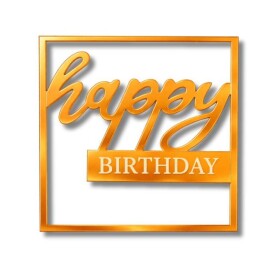 Dortisimo Plastová dekorace na dort Happy Birthday oranžová (bez zápichu)