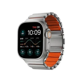 Nomad Stratos Band FKM řemínek pro Apple Watch 49mm/Ultra stříbrná/oranžová (NM011123858)