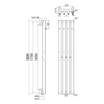 SAPHO - PILON otopné těleso 270x1800, se čtyřmi háčky pro ručník, bílá mat IZ121T