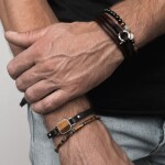 Luxusní pánský náramek s hnědým tygřím okem Antonio, Hnědá 19 cm