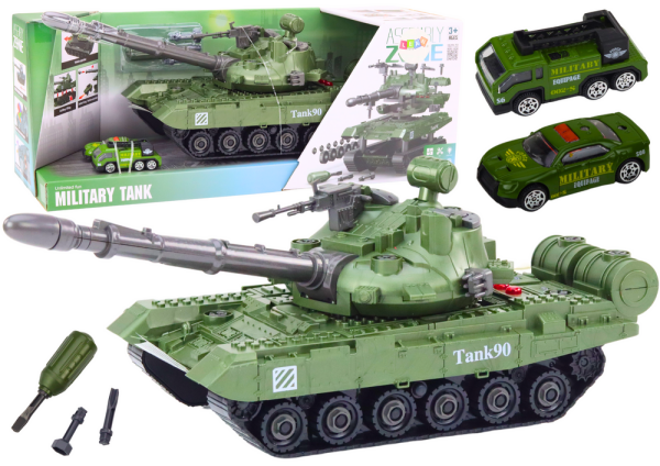 Mamido Sada pro rozložení vojenské vozidlo DIY tank zelený se zvuky a autíčky